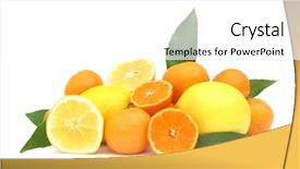  Presentation with mandarin oranges - Slides with citrus reticulata - clementines mandarin oranges and lemon background and a white colored foreground