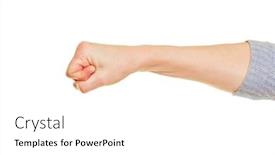  Presentation with female - Beautiful theme featuring clenched-female-fist-isolated-against backdrop and a white colored foreground