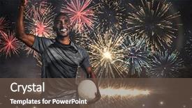  Presentation with challenge - Amazing slide deck having clenched fist holding rugby backdrop and a tawny brown colored foreground