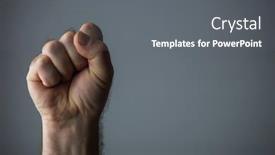  Presentation with human rights - Audience pleasing slide deck consisting of clenched-fist-male-palm backdrop and a gray colored foreground