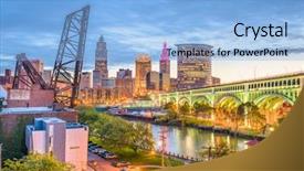  Presentation with cleveland ohio - Colorful presentation theme enhanced with cleveland ohio usa city skyline backdrop and a light blue colored foreground
