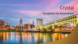  Presentation with cleveland ohio - Beautiful slide set featuring cleveland ohio usa downtown city backdrop and a light blue colored foreground
