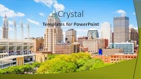  Presentation with cleveland ohio - PPT theme enhanced with cleveland ohio usa downtown city background and a light blue colored foreground
