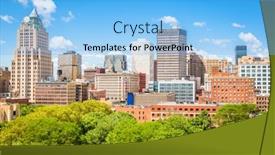  Presentation with cleveland ohio - Presentation design consisting of cleveland ohio usa downtown city skyline in the daytime background and a light blue colored foreground