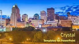  Presentation with cleveland ohio - Amazing presentation design having cleveland-ohio-usa-downtown-city backdrop and a tawny brown colored foreground