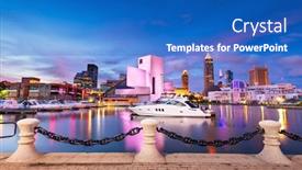  Presentation with cleveland ohio - Theme featuring cleveland-ohio-usa-downtown-city background and a cobalt blue colored foreground
