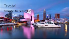  Presentation with cleveland ohio - PPT theme featuring cleveland-ohio-usa-downtown-city background and a light blue colored foreground
