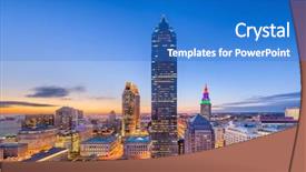  Presentation with cleveland ohio - Slide set with cleveland ohio usa downtown city background and a cobalt blue colored foreground