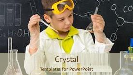  Presentation with chemical experiment - Beautiful slides featuring clever - schoolboy gown and gloves watching backdrop and a soft green colored foreground