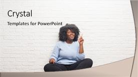  Presentation with african american students - Beautiful presentation design featuring clever - young african american woman sitting backdrop and a white colored foreground