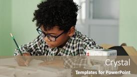  Presentation with robot - Theme consisting of clever-and-diligent-learner background and a coral colored foreground