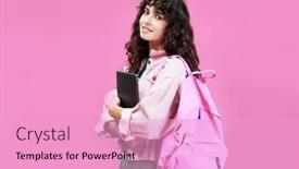  Presentation with highschool - Slide set featuring clever-female-student-of-college background and a  colored foreground