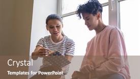  Presentation with heart book - PPT theme consisting of clever-girl-pointing-at-page background and a violet colored foreground
