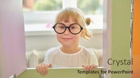  Presentation with early childhood education - PPT theme having clever-little-girl-with-fair background and a mint green colored foreground