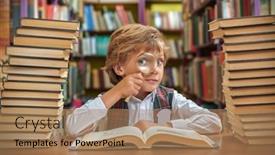  Presentation with children books - Presentation consisting of clever-schoolboy-in-neat-uniform background and a coral colored foreground