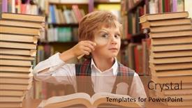  Presentation with children books - Slides featuring clever-schoolboy-in-neat-uniform background and a coral colored foreground