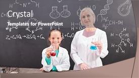  Presentation with table chemistry - Slides consisting of clever-schoolgirl-and-mature-blond background and a gray colored foreground