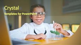  Presentation with chemical corrosive - Audience pleasing PPT theme consisting of clever schoolgirl in eyeglasses sitting backdrop and a tawny brown colored foreground