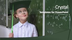  Presentation with chemistry educational - PPT theme having clever schoolgirl stands background and a tawny brown colored foreground