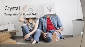  Presentation with thoughts - Audience pleasing PPT theme consisting of clever thoughts in a couple backdrop and a light gray colored foreground