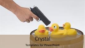  Presentation with shooting pistol - Presentation theme having cliche - arm of a person holding background and a  colored foreground