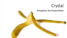  Presentation with banana - PPT layouts enhanced with cliche - banana peel isolated on white background and a white colored foreground