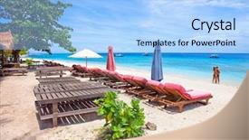  Presentation with island - Cool new slide set with cliche - beautiful sea and coastlines backdrop and a light blue colored foreground