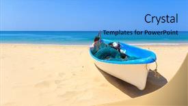  Presentation with shells beach summer holiday - Slide deck with village of hampi in india background and a dark gray colored foreground