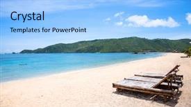  Presentation with beach wedding heart on sand - Beautiful theme featuring cliche - long kuta sand beach lombok backdrop and a light blue colored foreground