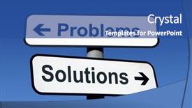  Presentation with solutions - Beautiful PPT theme featuring cliche - signpost pointing to problems backdrop and a ocean colored foreground