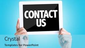  Presentation with deliver - Amazing presentation theme having click deliver - tablet pc with text contact backdrop and a arctic colored foreground