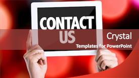  Presentation with deliver - Presentation consisting of click deliver - tablet pc with text contact background and a tawny brown colored foreground