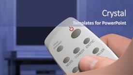  Presentation with control - PPT theme having selector - remote control in hand buttons background and a ocean colored foreground