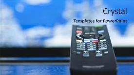  Presentation with access control system - Slide set enhanced with clickers - television remote control closeup pointing background and a  colored foreground