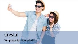  Presentation with children and turn taking - Audience pleasing theme consisting of clicking - happy young couple taking backdrop and a teal colored foreground