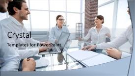  Presentation with business partnerships - Amazing slides having purchase strategy - business partners sitting backdrop and a  colored foreground