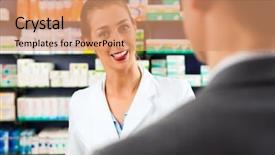  Presentation with pharmacy law - Theme with consulting a customer in pharmacy background and a  colored foreground