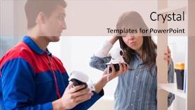  Presentation with home security camera - Beautiful slides featuring client getting securty camera installed backdrop and a  colored foreground