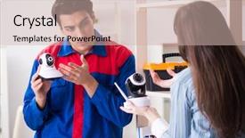  Presentation with home security camera - Presentation design enhanced with client getting securty camera installed background and a  colored foreground