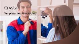  Presentation with camera - Amazing presentation theme having client getting securty camera installed backdrop and a  colored foreground