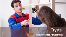  Presentation with home security camera - Amazing slides having client getting securty camera installed backdrop and a  colored foreground