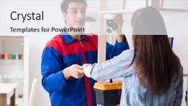  Presentation with camera - PPT layouts featuring client getting securty camera installed background and a  colored foreground