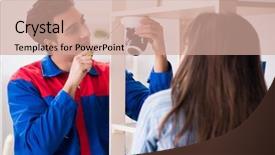  Presentation with camera - Colorful slide set enhanced with client getting securty camera installed backdrop and a coral colored foreground