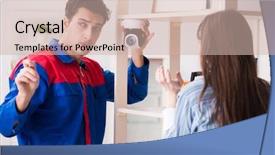  Presentation with camera - Presentation having client getting securty camera installed background and a soft green colored foreground