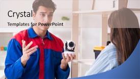  Presentation with camera - Beautiful presentation design featuring client getting securty camera installed backdrop and a soft green colored foreground