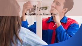  Presentation with electrical surveillance cctv security camera - Audience pleasing presentation theme consisting of client-getting-securty-camera-installed backdrop and a coral colored foreground