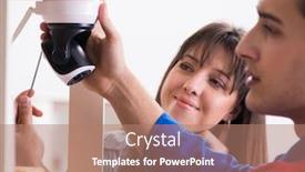  Presentation with contractor - Beautiful slide deck featuring client-getting-securty-camera-installed backdrop and a coral colored foreground