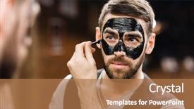  Presentation with face mask - Slide deck consisting of client of parlor with professional background and a coral colored foreground