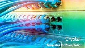  Presentation with computer network - Cool new slide set with client server computing - technology computer network telecommunication ethernet backdrop and a teal colored foreground