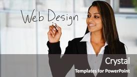  Presentation with web - Slide set consisting of client server computing - woman who is designing background and a  colored foreground